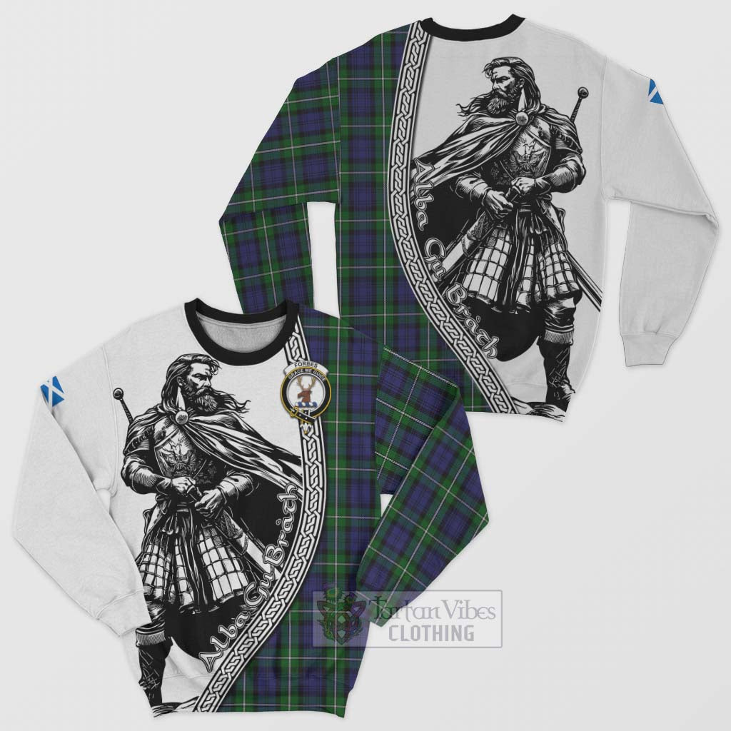 Tartan Vibes Clothing Forbes Tartan Clan Crest Sweatshirt with Highlander Warrior Celtic Style