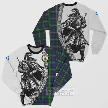 Forbes Tartan Clan Crest Sweatshirt with Highlander Warrior Celtic Style