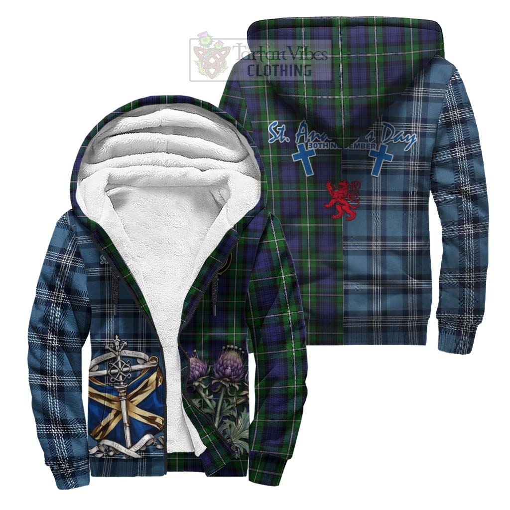 Tartan Vibes Clothing Forbes Tartan Sherpa Hoodie Happy St. Andrew's Day Half Tartan Style