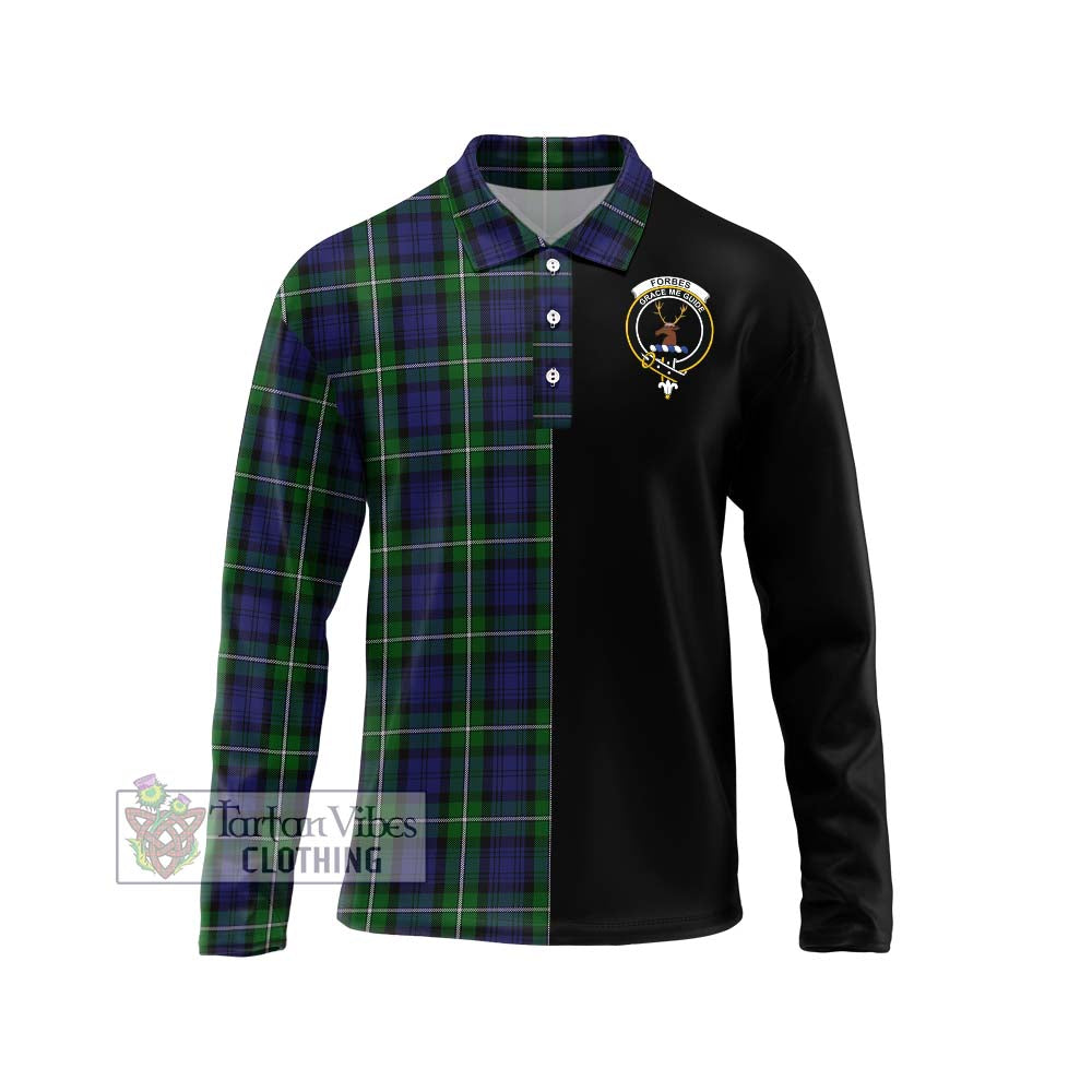 Forbes Tartan Long Sleeve Polo Shirt with Family Crest and Half Of Me Style Unisex - Tartanvibesclothing Shop