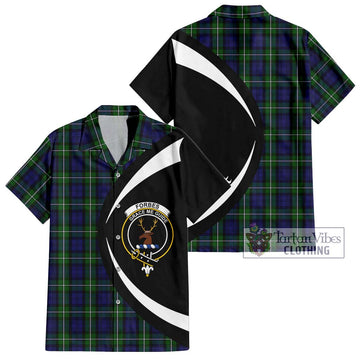 Forbes Tartan Short Sleeve Button Up with Family Crest Circle Style