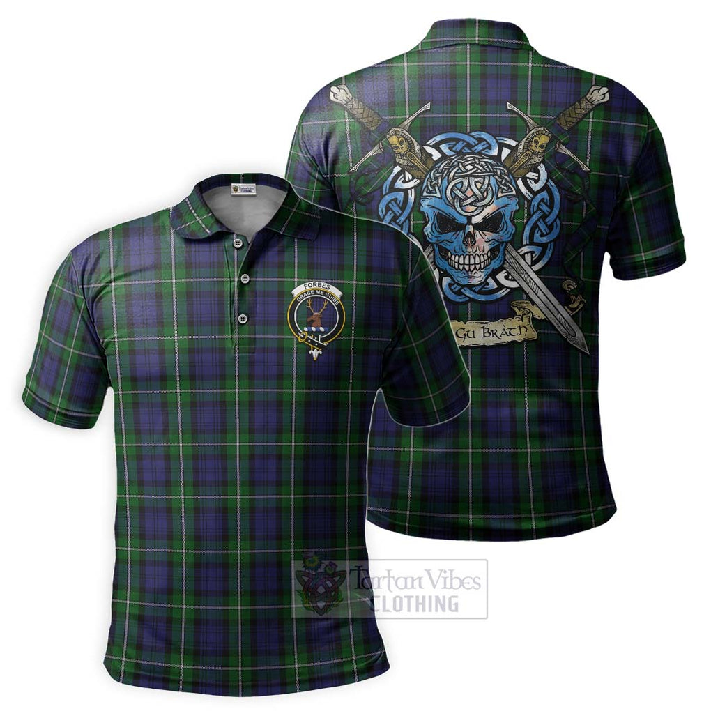 Tartan Vibes Clothing Forbes Tartan Polo Shirt with Family Crest Celtic Skull Style