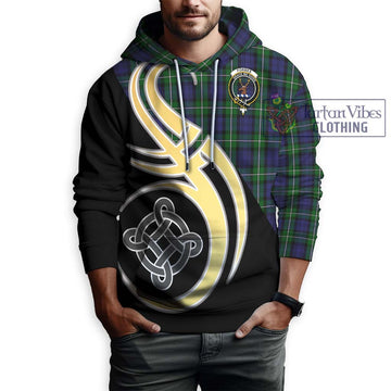 Forbes Tartan Hoodie with Family Crest and Celtic Symbol Style