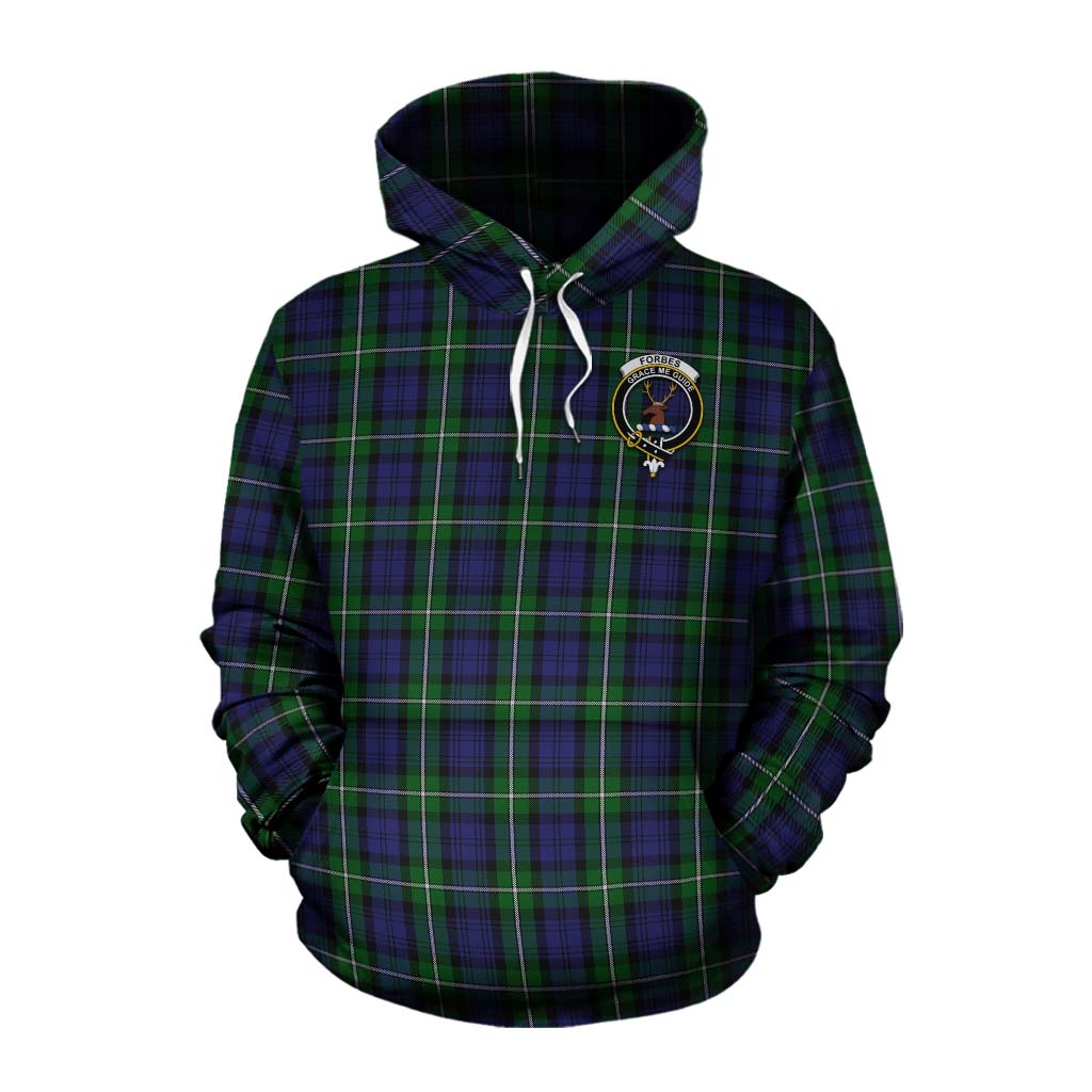 Tartan Vibes Clothing Forbes Tartan Cotton Hoodie with Family Crest and Bearded Skull Holding Bottles of Whiskey