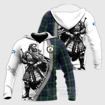 Forbes Tartan Clan Crest Knitted Hoodie with Highlander Warrior Celtic Style