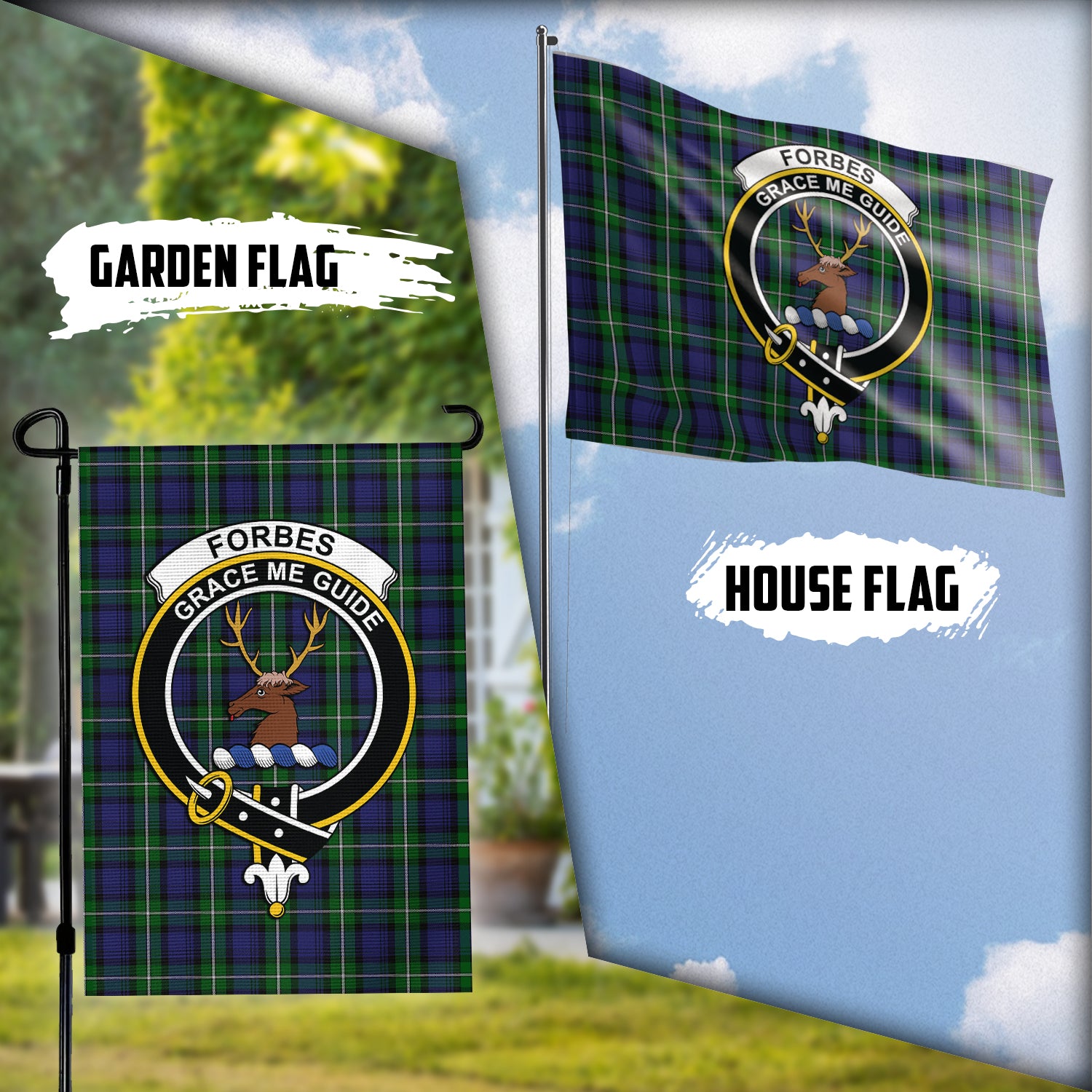 Forbes Tartan Flag with Family Crest Garden Flag (Vertical) - Tartan Vibes Clothing