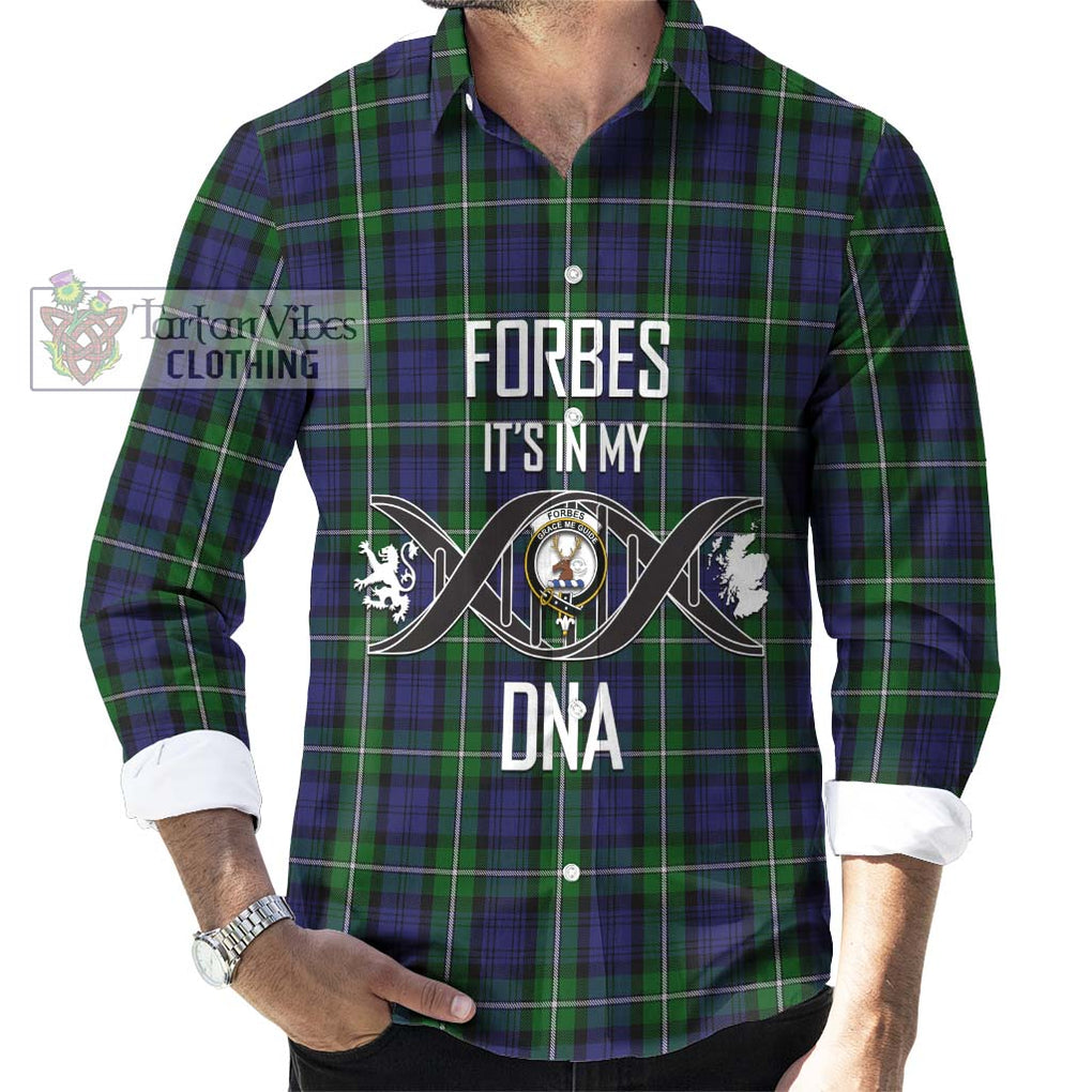 Forbes Tartan Long Sleeve Button Shirt with Family Crest DNA In Me Style Men's Shirt S - Tartanvibesclothing Shop