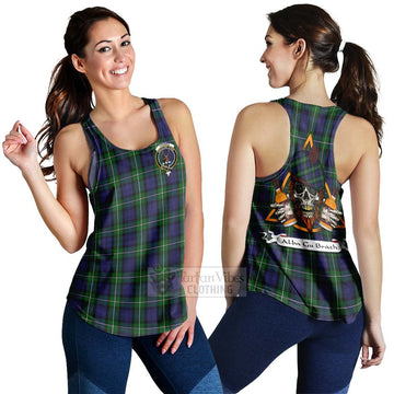 Forbes Tartan Women's Racerback Tanks with Family Crest and Bearded Skull Holding Bottles of Whiskey