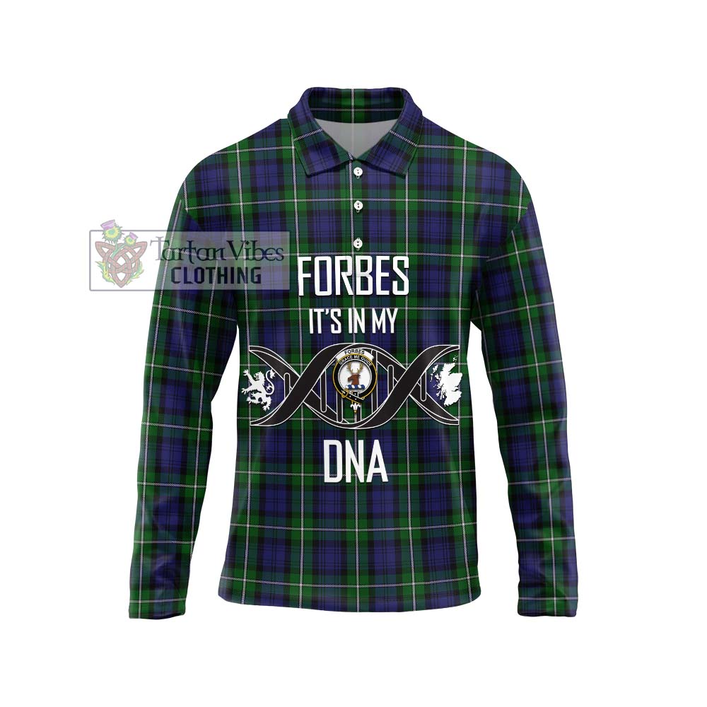 Forbes Tartan Long Sleeve Polo Shirt with Family Crest DNA In Me Style Unisex - Tartanvibesclothing Shop