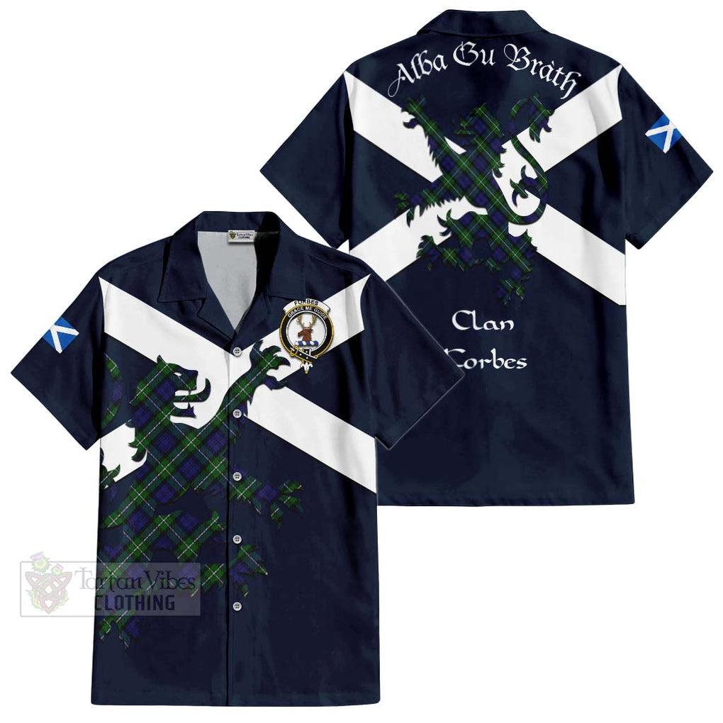 Tartan Vibes Clothing Forbes Tartan Lion Rampant Short Sleeve Button Shirt – Proudly Display Your Heritage with Alba Gu Brath and Clan Name