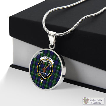 Forbes Tartan Circle Necklace with Family Crest