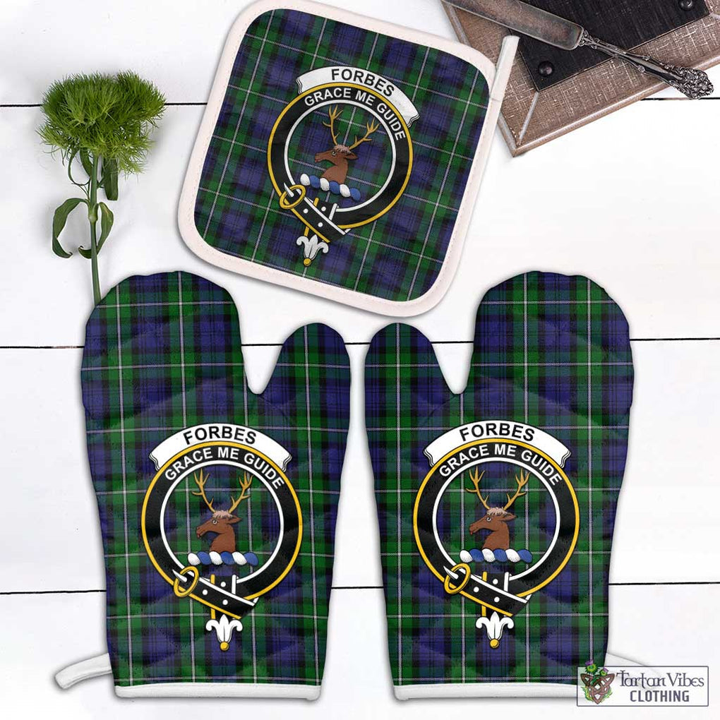 Forbes Tartan Combo Oven Mitt & Pot-Holder with Family Crest White - Tartan Vibes Clothing