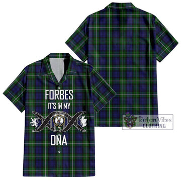 Forbes Tartan Short Sleeve Button Shirt with Family Crest DNA In Me Style