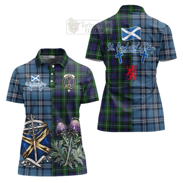 Forbes Tartan Women's Polo Shirt Happy St. Andrew's Day Half Tartan Style