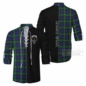 Forbes Tartan Ghillie Kilt Shirt with Family Crest and Half Of Me Style