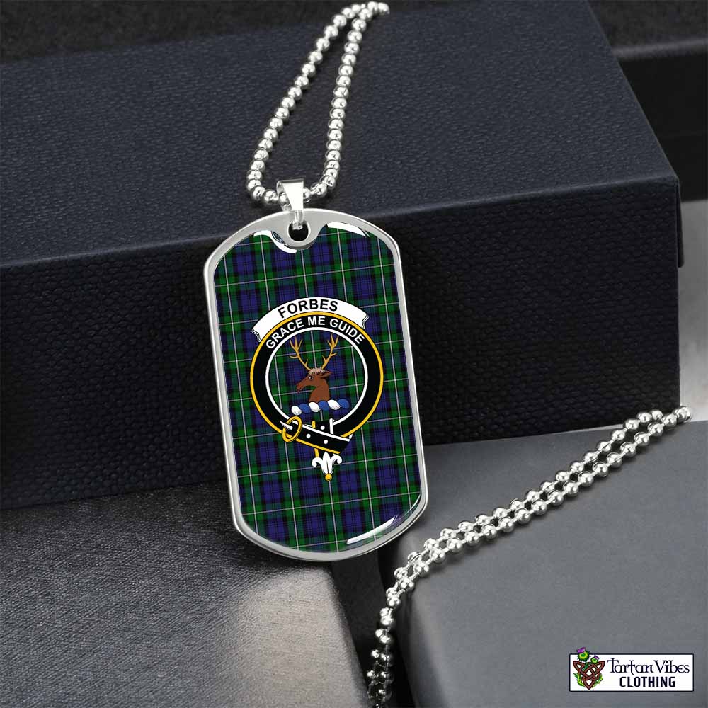 Tartan Vibes Clothing Forbes Tartan Dog Tag Necklace with Family Crest