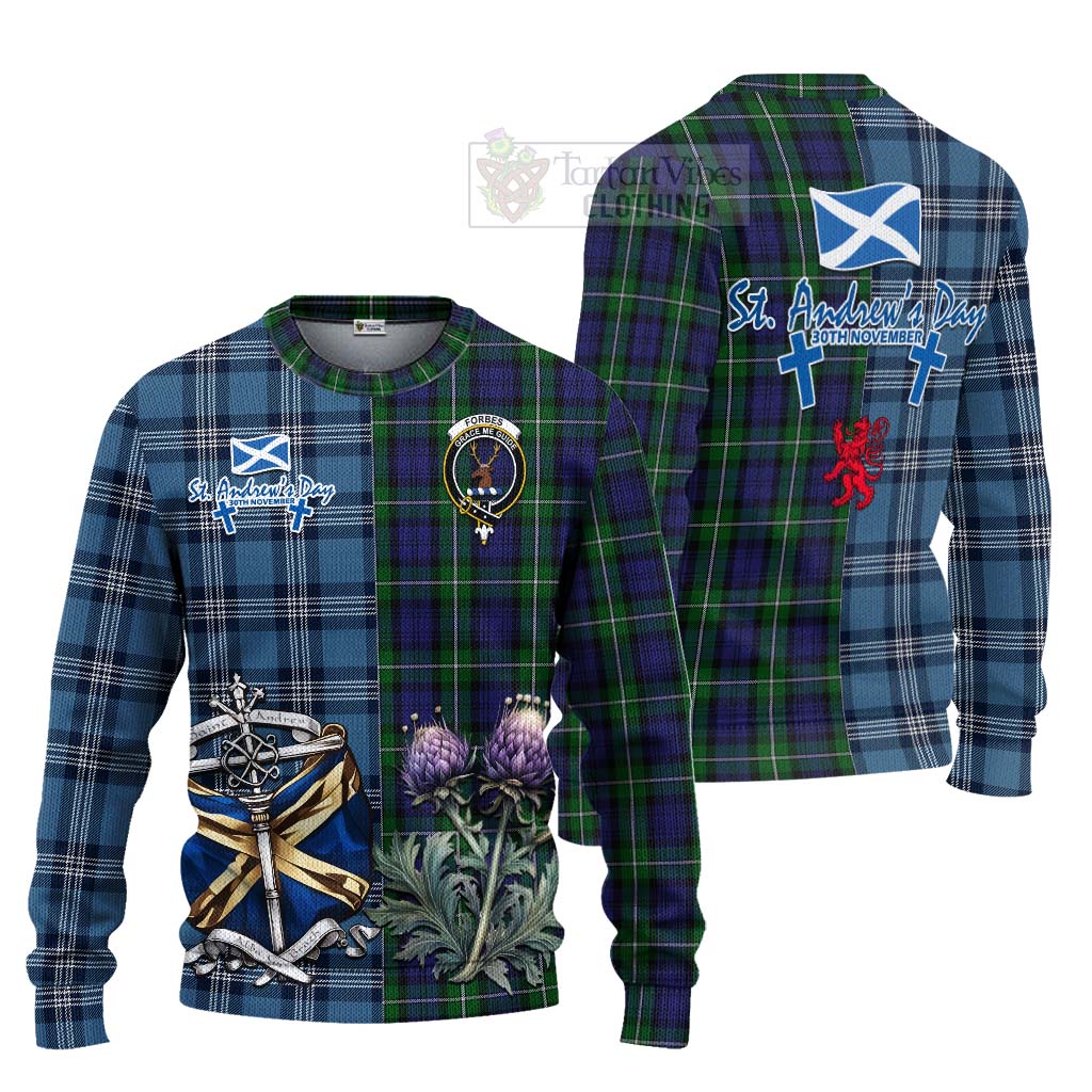 Tartan Vibes Clothing Forbes Tartan Knitted Sweater Happy St. Andrew's Day Half Tartan Style