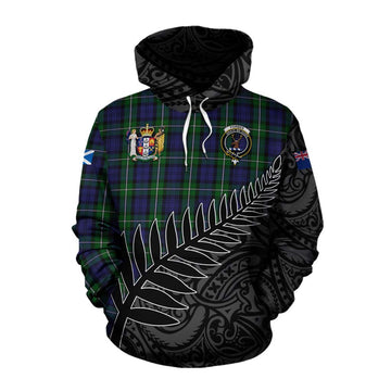 Forbes Crest Tartan Cotton Hoodie with New Zealand Silver Fern Half Style