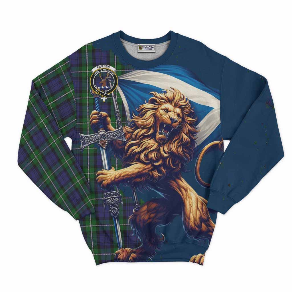 Tartan Vibes Clothing Forbes Tartan Family Crest Sweatshirt with Scottish Majestic Lion