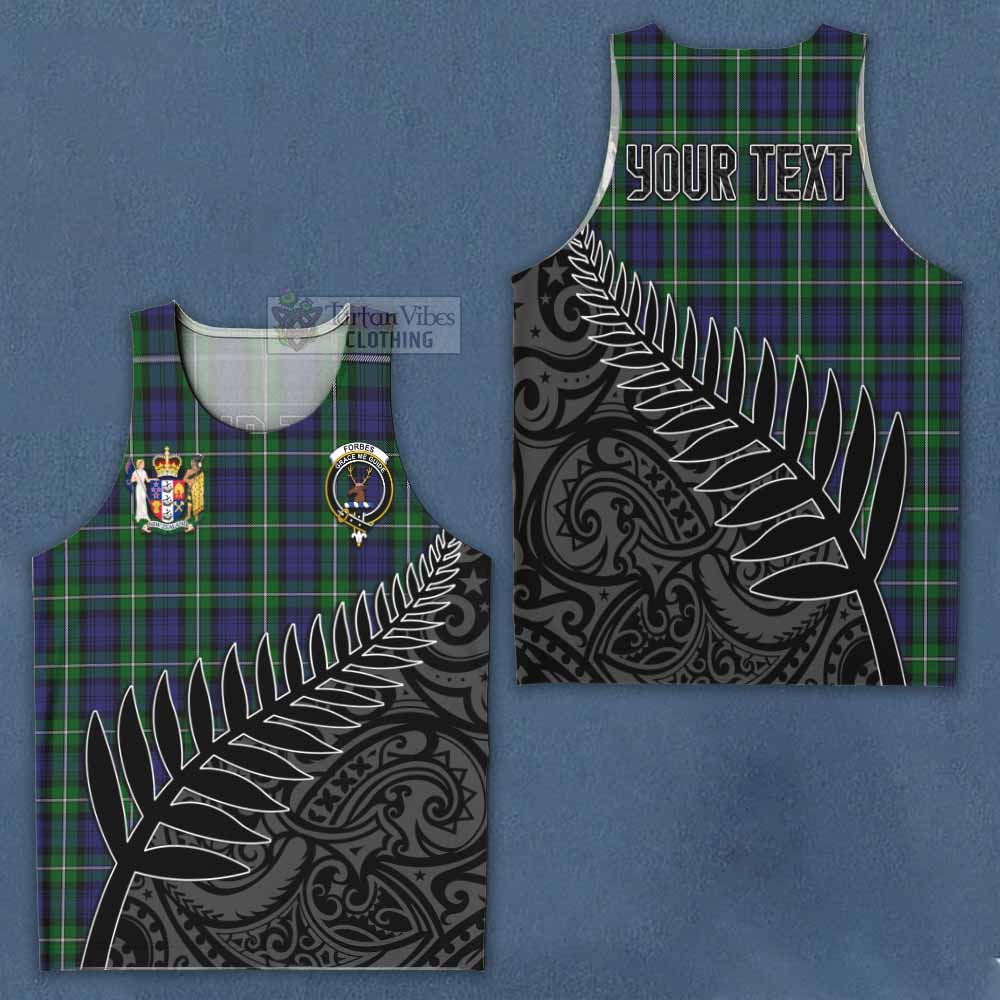 Tartan Vibes Clothing Forbes Crest Tartan Men's Tank Top with New Zealand Silver Fern Half Style