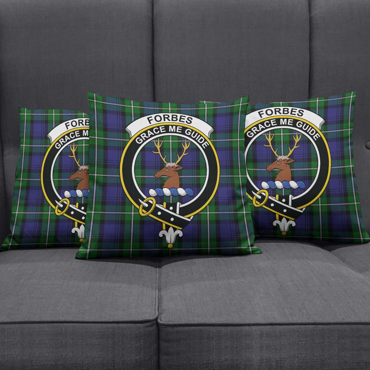 Forbes Tartan Pillow Cover with Family Crest Square Pillow Cover - Tartanvibesclothing