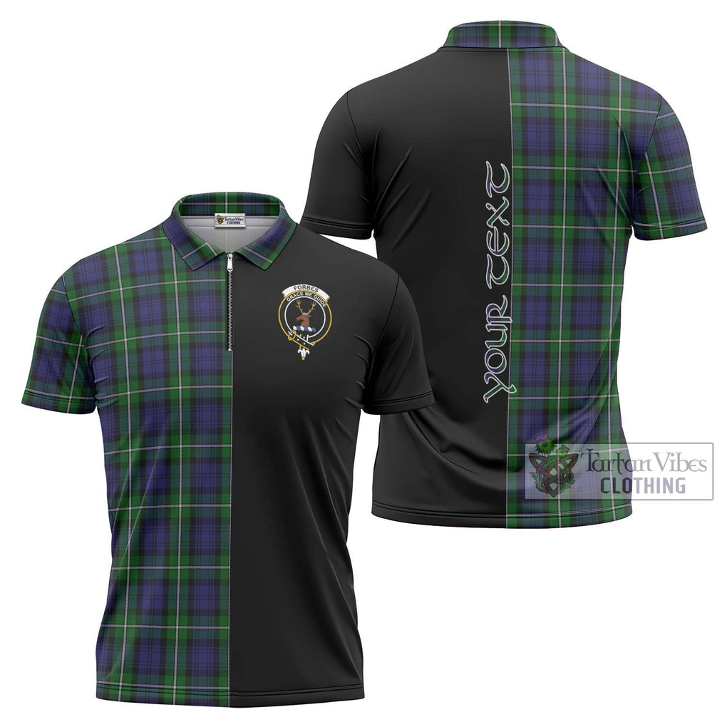 Forbes Tartan Zipper Polo Shirt with Family Crest and Half Of Me Style Unisex - Tartanvibesclothing Shop