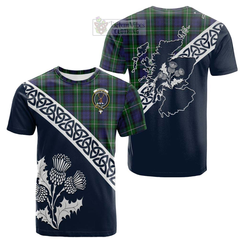 Tartan Vibes Clothing Forbes Tartan Cotton T-shirt Featuring Thistle and Scotland Map