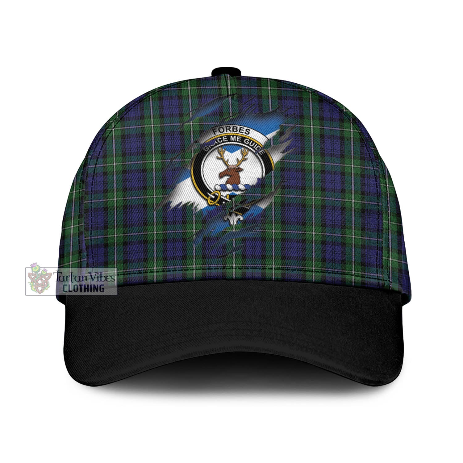 Tartan Vibes Clothing Forbes Tartan Classic Cap with Family Crest In Me Style