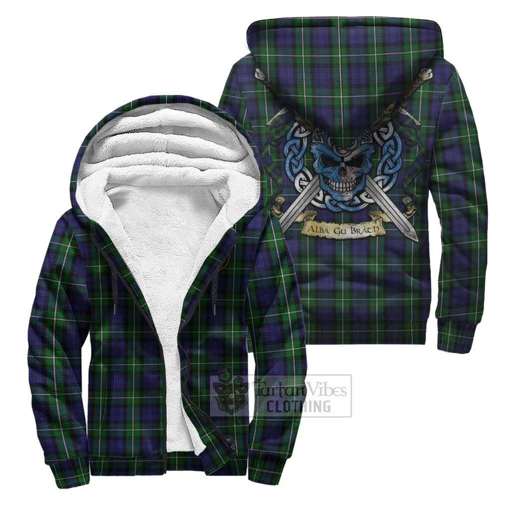 Tartan Vibes Clothing Forbes Tartan Sherpa Hoodie with Family Crest Celtic Skull Style