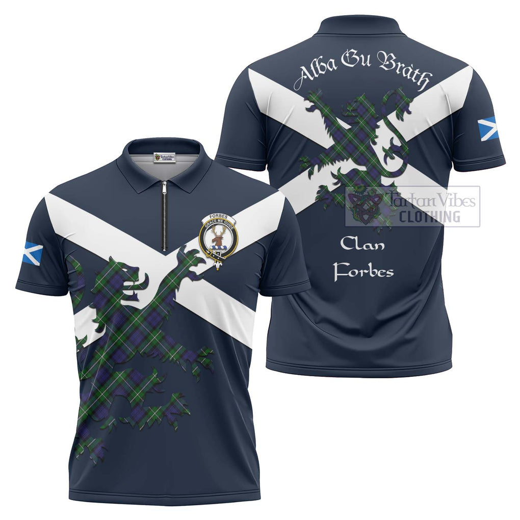 Tartan Vibes Clothing Forbes Tartan Lion Rampant Zipper Polo Shirt – Proudly Display Your Heritage with Alba Gu Brath and Clan Name