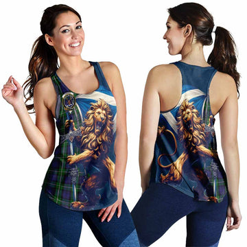 Forbes Tartan Family Crest Women's Racerback Tanks with Scottish Majestic Lion