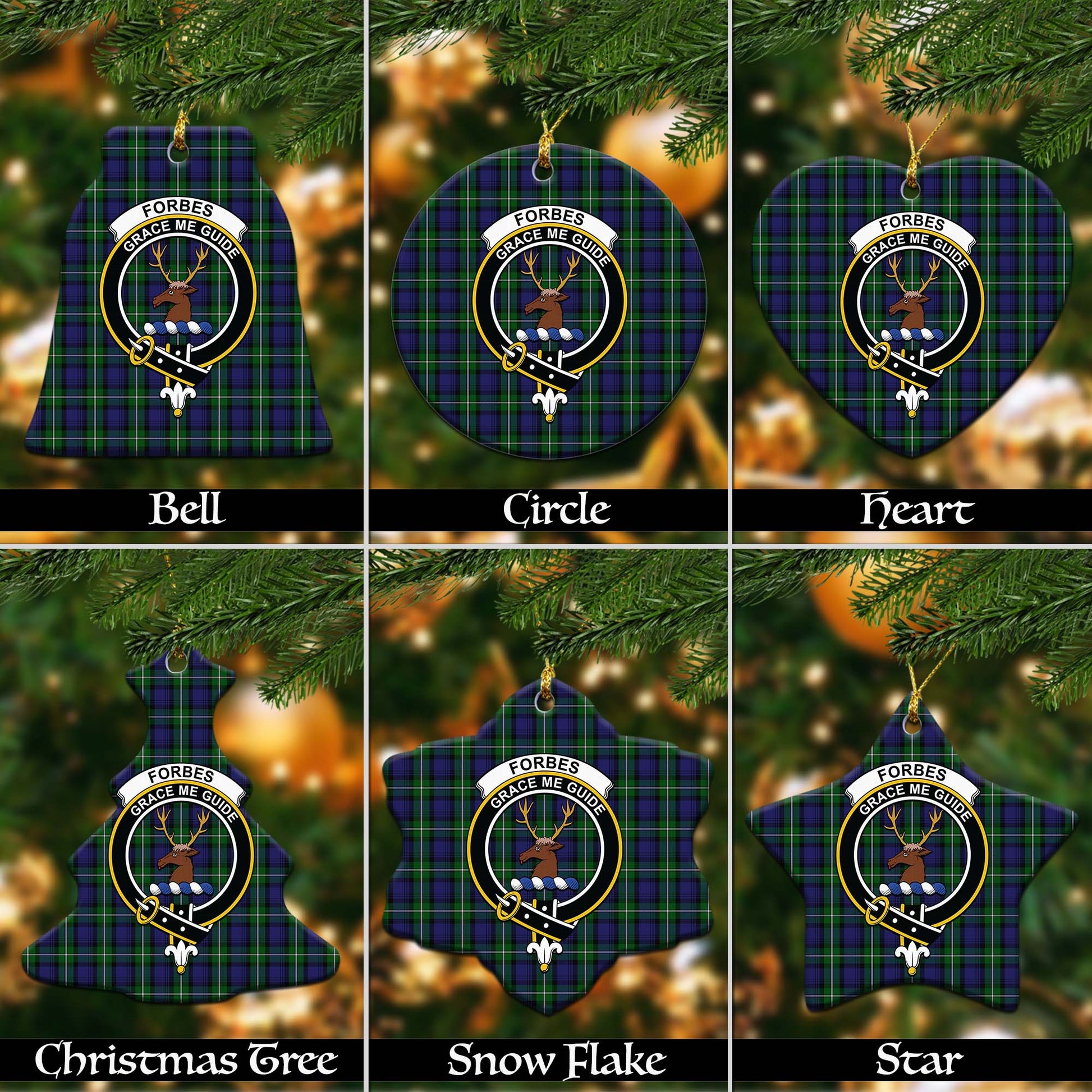 Forbes Tartan Christmas Ornaments with Family Crest - Tartanvibesclothing