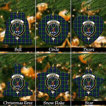 Forbes Tartan Christmas Ceramic Ornaments with Family Crest