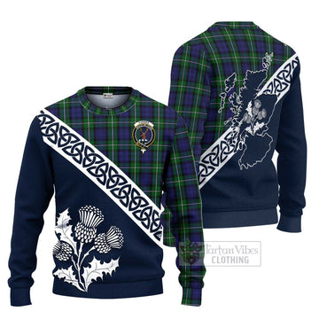 Forbes Tartan Ugly Sweater Featuring Thistle and Scotland Map