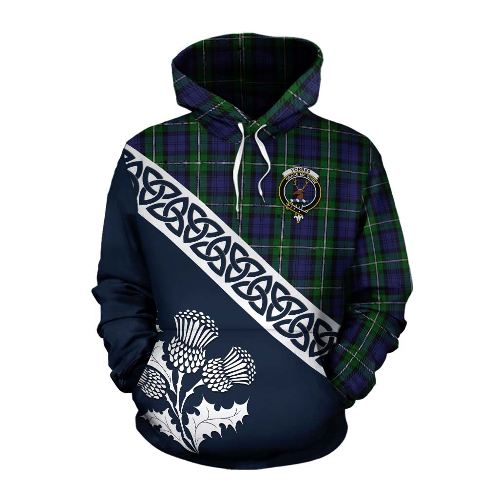 Tartan Vibes Clothing Forbes Tartan Cotton Hoodie Featuring Thistle and Scotland Map