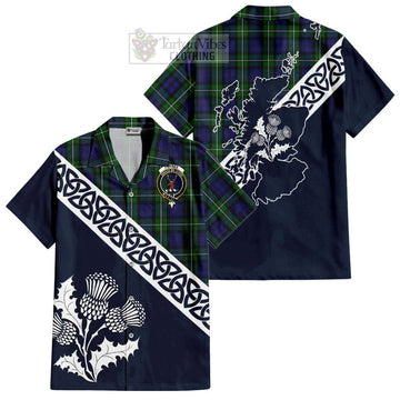 Forbes Tartan Short Sleeve Button Shirt Featuring Thistle and Scotland Map