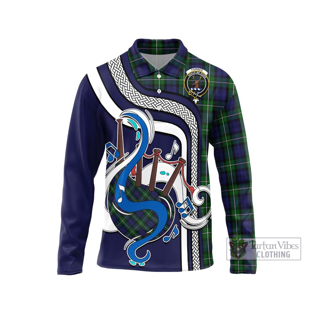 Tartan Vibes Clothing Forbes Tartan Long Sleeve Polo Shirt with Epic Bagpipe Style