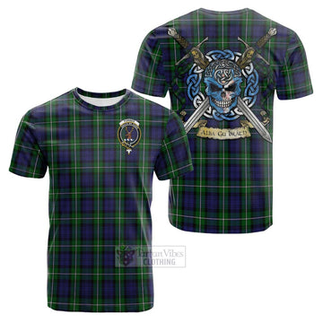 Forbes Tartan Cotton T-shirt with Family Crest Celtic Skull Style