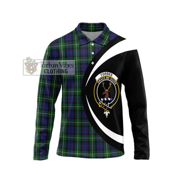 Forbes Tartan Long Sleeve Polo Shirt with Family Crest Circle Style