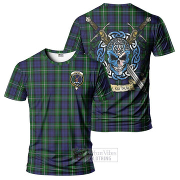 Forbes Tartan T-Shirt with Family Crest Celtic Skull Style