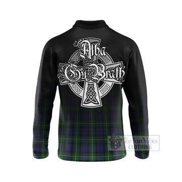 Forbes Tartan Long Sleeve Polo Shirt Featuring Alba Gu Brath Family Crest Celtic Inspired