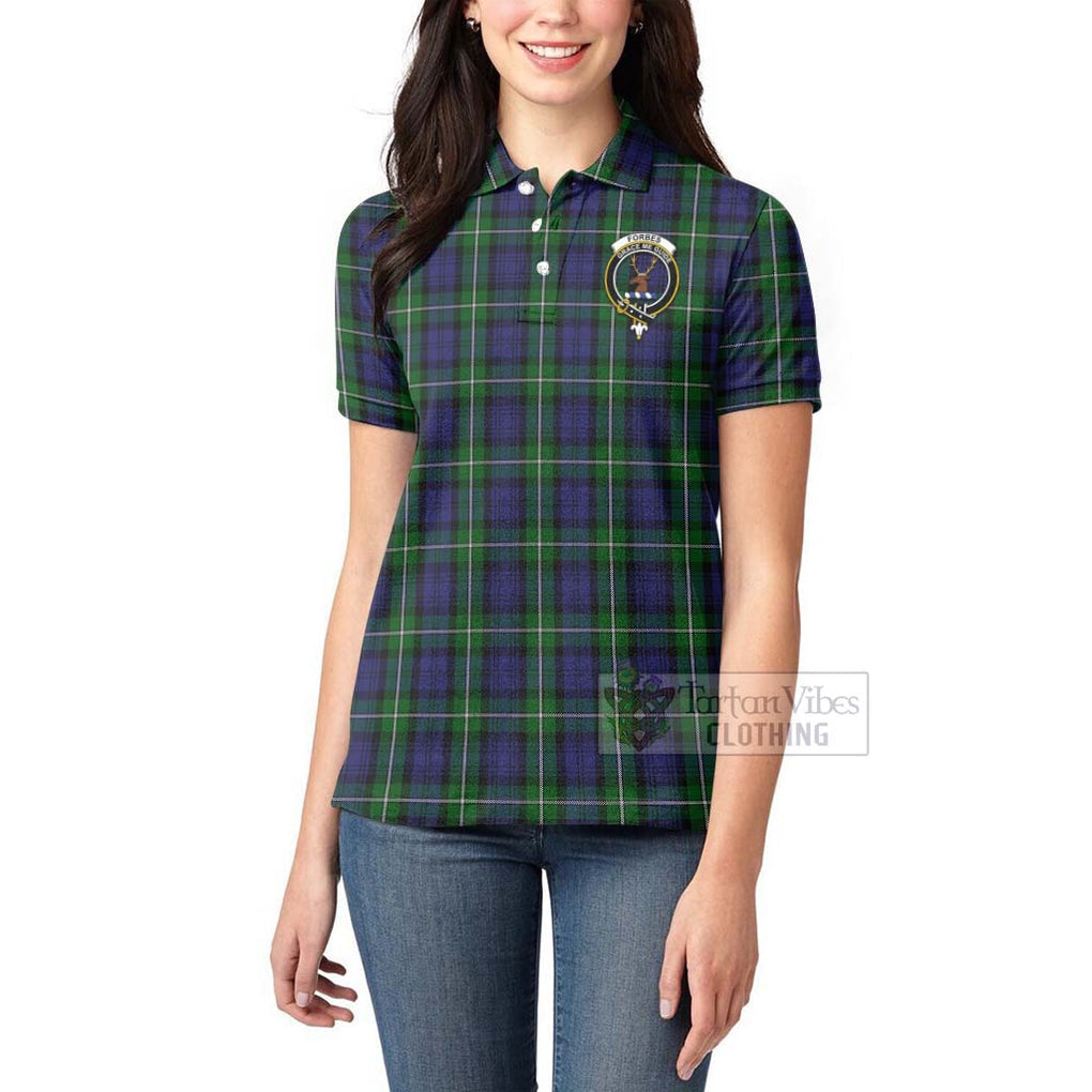 Tartan Vibes Clothing Forbes Tartan Women's Polo Shirt with Family Crest Celtic Skull Style