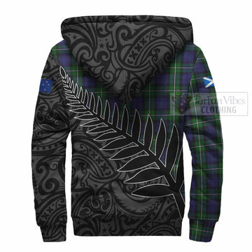 Forbes Crest Tartan Sherpa Hoodie with New Zealand Silver Fern Half Style