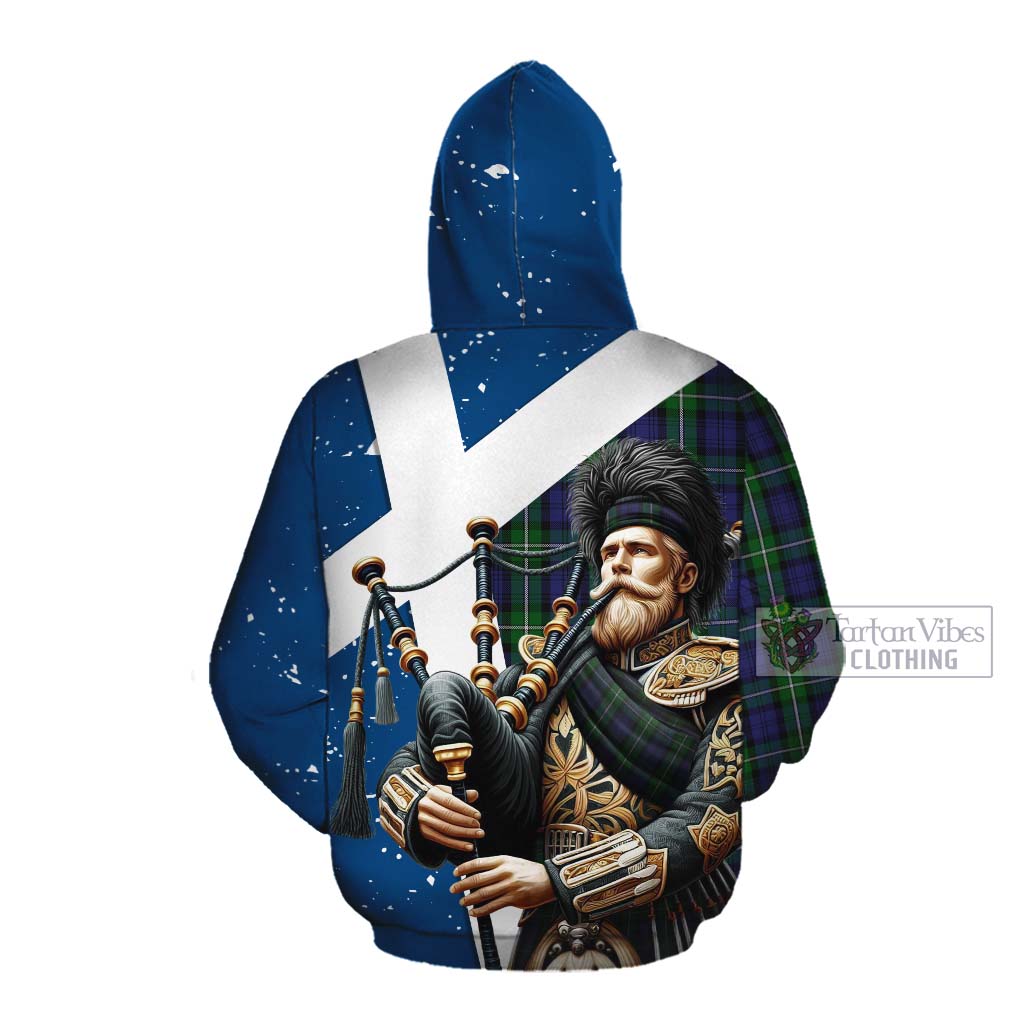 Tartan Vibes Clothing Forbes Tartan Cotton Hoodie with Family Crest Scottish Bagpiper Vibes