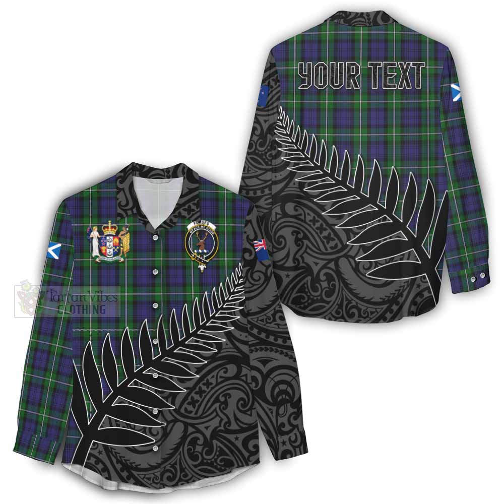 Tartan Vibes Clothing Forbes Crest Tartan Women's Casual Shirt with New Zealand Silver Fern Half Style