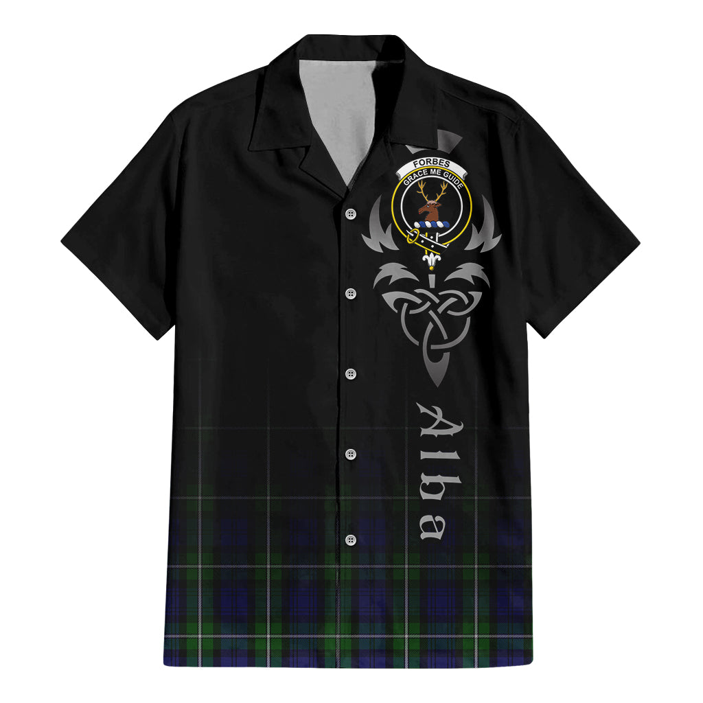 Tartan Vibes Clothing Forbes Tartan Short Sleeve Button Up Featuring Alba Gu Brath Family Crest Celtic Inspired