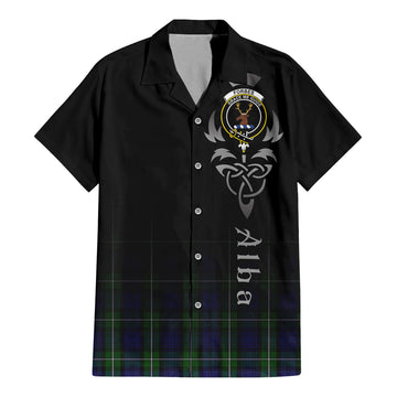 Forbes Tartan Short Sleeve Button Up Shirt Featuring Alba Gu Brath Family Crest Celtic Inspired