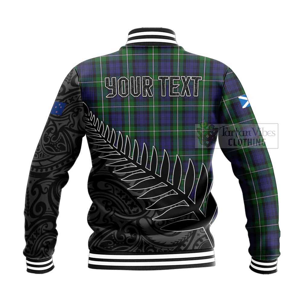 Tartan Vibes Clothing Forbes Crest Tartan Baseball Jacket with New Zealand Silver Fern Half Style