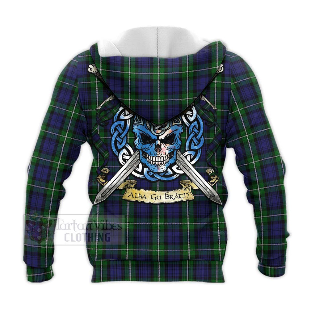 Tartan Vibes Clothing Forbes Tartan Knitted Hoodie with Family Crest Celtic Skull Style