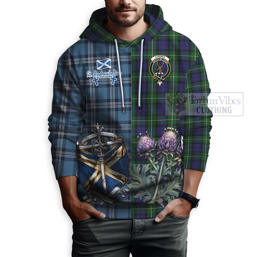 Tartan Vibes Clothing Forbes Tartan Hoodie Happy St. Andrew's Day Half Tartan Style